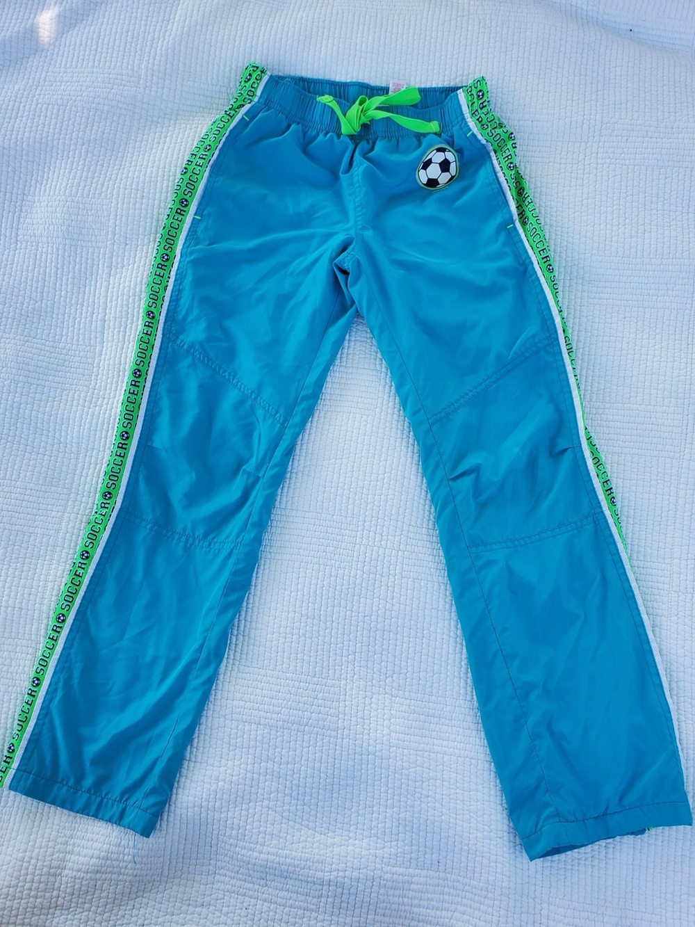 Justice Blue Jogger Sweatpants with Neon Green Accents